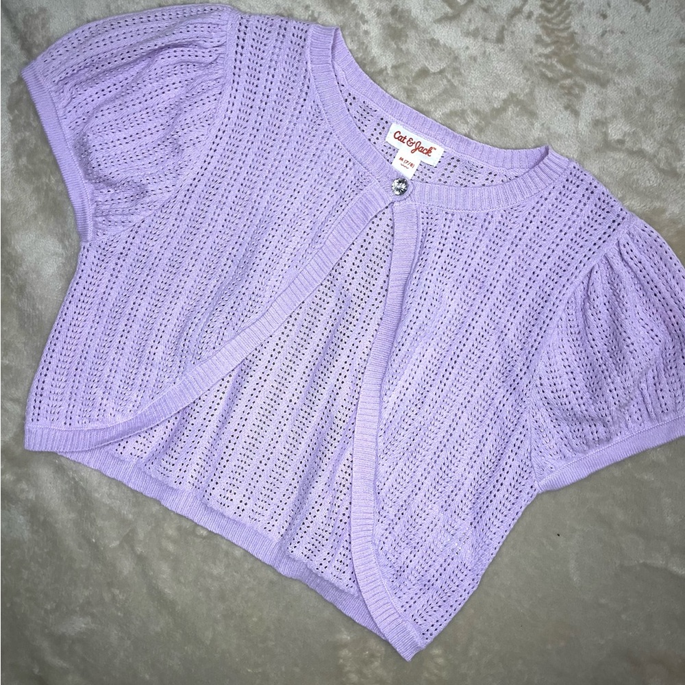 Girls short cardigan in lilac size M (7/8)